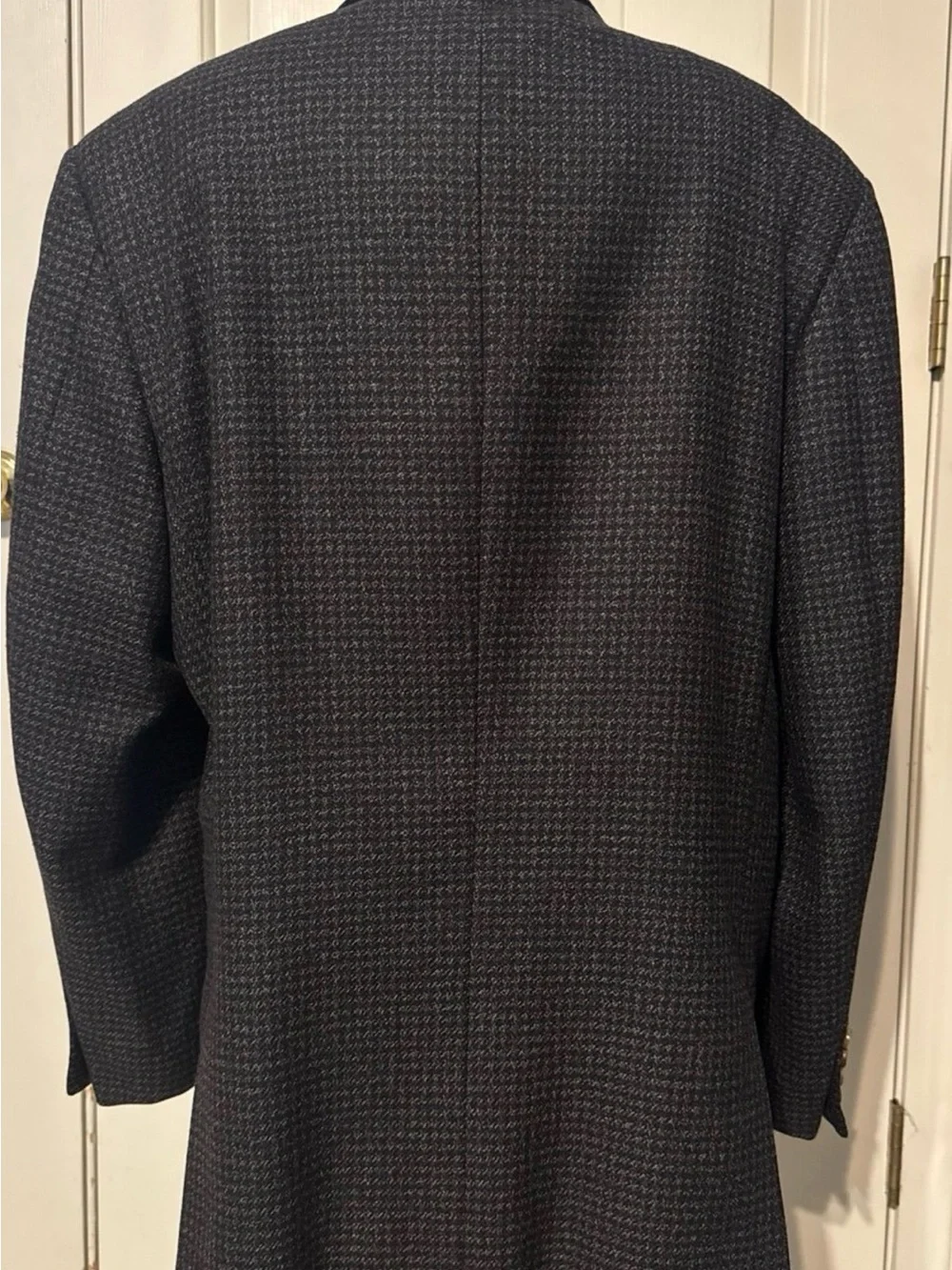 Hickey Freeman Men's Charcoal Houndstooth Overcoat - Unbranded